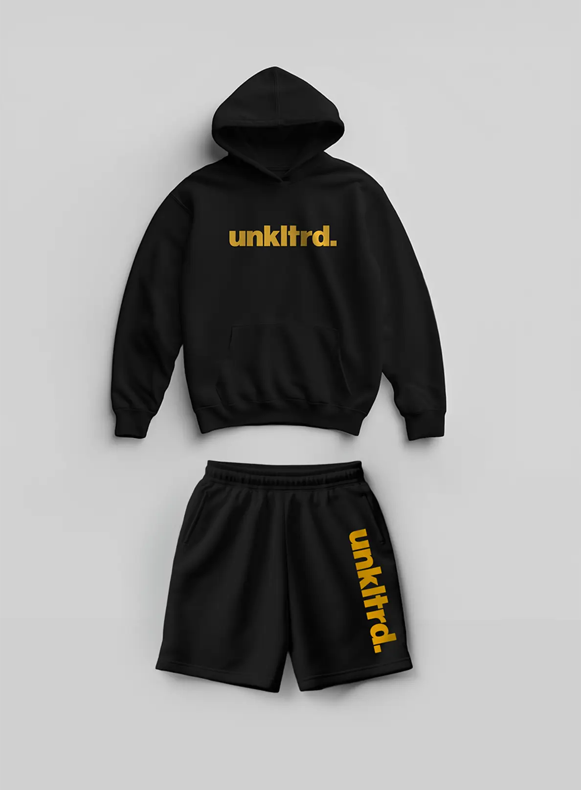 Black Big Logo Set [Hoodie+Shorts]
