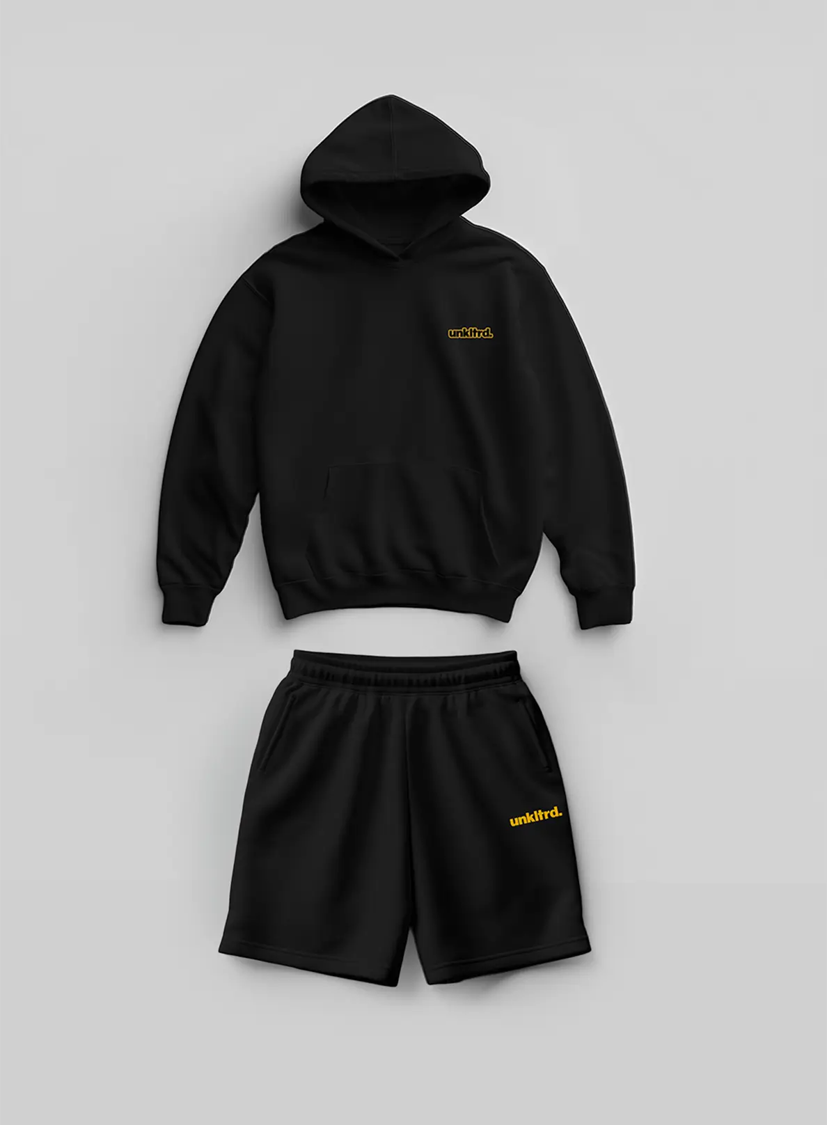 Black Small Logo Set [Hoodie+Shorts]