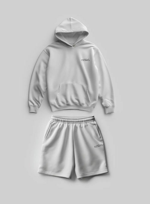 White Small Logo Set [Hoodie+Shorts]